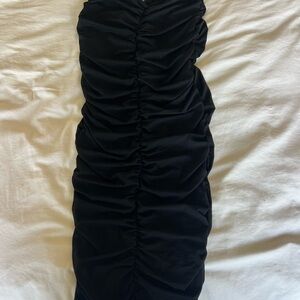 Leau Black Ruched Maxi Skirt